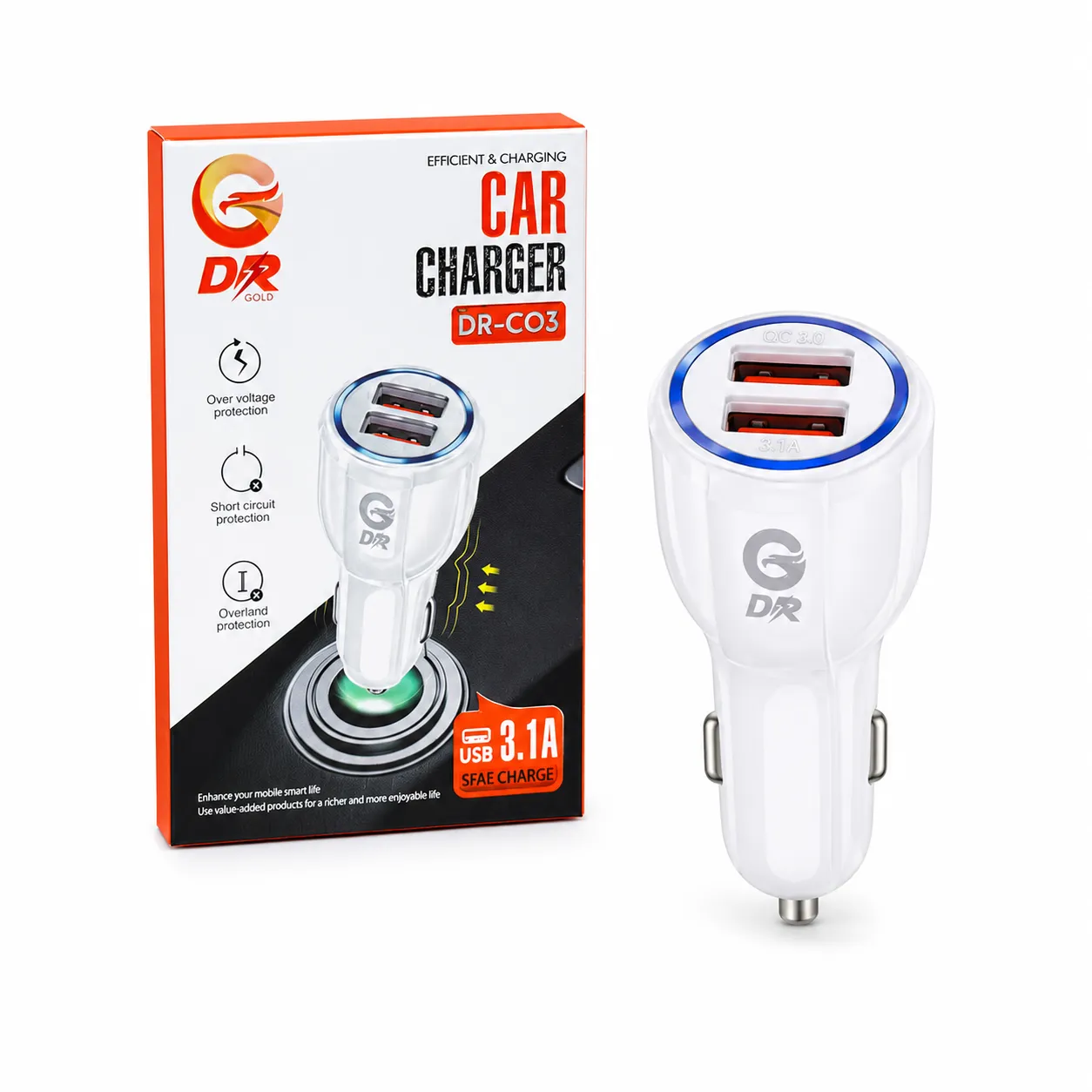 DR Gold DR-C03 Dual USB 3.1A Car Charger