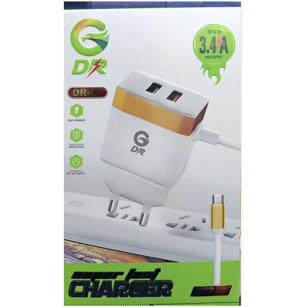 DR Gold DR-07 3.4A Dual USB Fast Charger