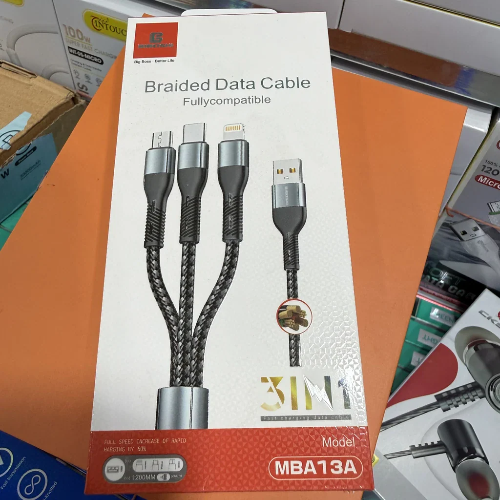 BIGBOSH MBA13A 3 in 1 Braided Data Cable